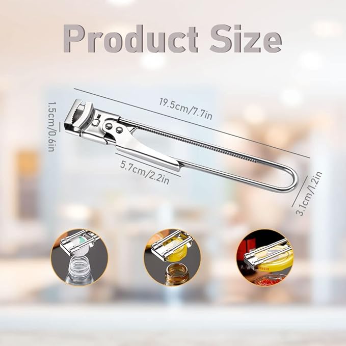 Adjustable Multifunctional Stainless Steel Can Opener, 2026 New Stainless Steel Can Opener Bottle Jar Lid Gripper Household Kitchen Tool, Manual Jar Bottle Opener Kitchen Accessories (3 Pcs)