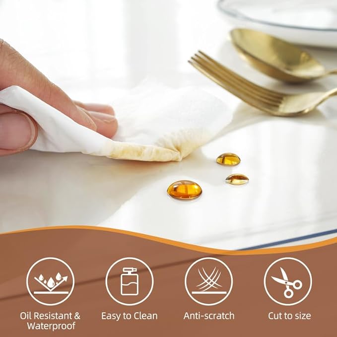 Warmstar Clear Table Cover Protector 42 x 60 Inch,1.5mm Thick Plastic Table Cover Rectangle,PVC Clear Table Protector,Desk Protector Mat for Kitchen, Dresser, Writing Desk，Dining Room Table