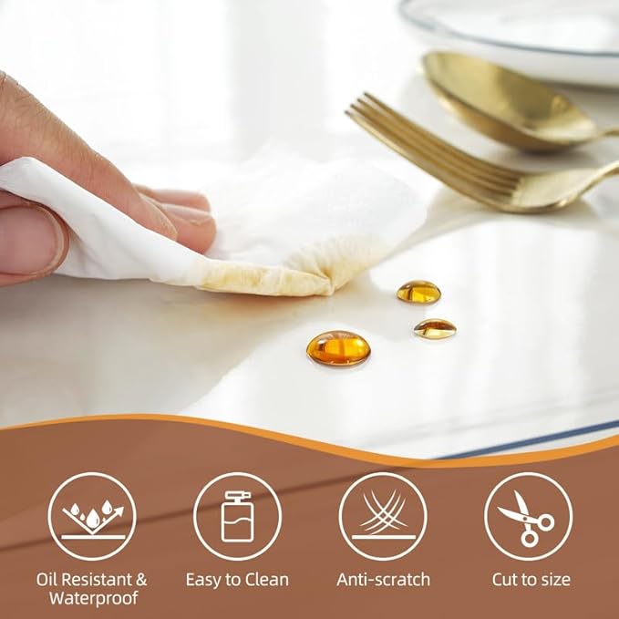 Warmstar Clear Table Cover Protector 38 x 72 Inch,1.5mm Thick Plastic Table Cover Rectangle,PVC Clear Table Protector,Desk Protector Mat for Kitchen, Dresser, Writing Desk，Dining Room Table