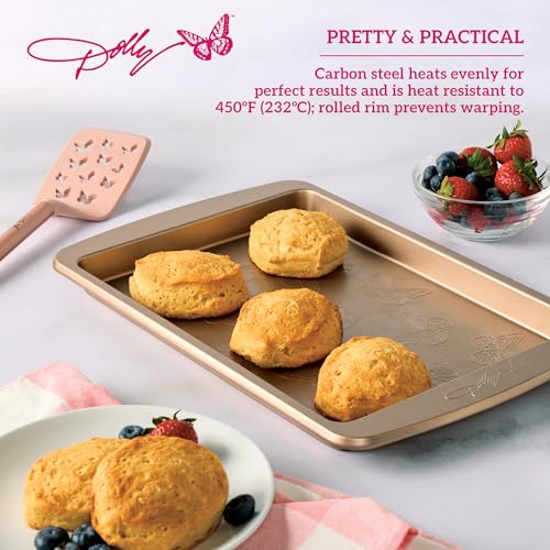 Butterfly Stamp Small Baking Sheet Carbon Steel Nonstick Bakeware with Textured Butterfly Design, Durable Rolled Rim, Oven Safe to 450F, Perfect for Cookies, Pastries and Pizza - view 4
