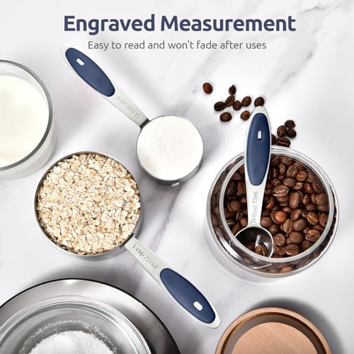Measuring Cups Spoons Set, 18/8 Stainless Steel, 12Pc/Midnight Blue - view 4