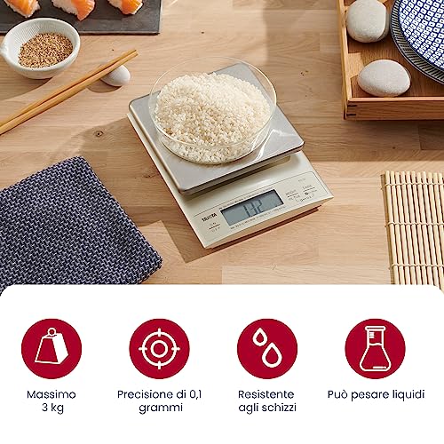 Digital Kitchen Scale, 3 kg Capacity, 0.1 g Precision, Silver