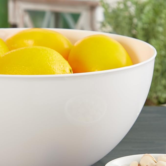 Bowl Set: 3-Piece White Plastic Serving Bowls, 10-Inch, 4-Liter