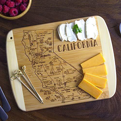 Bamboo Cutting Board with California Map Engraving, Reversible