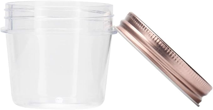 Food Jars 4 oz Plastic 20 Pack with Black Screw-On Lids
