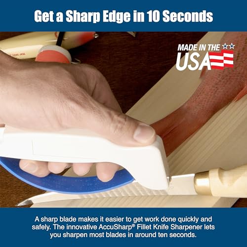 Knife & Tool Sharpener, Restores, Hones & Sharpens Straight & Serrated Knives, Hand-Held Tungsten Carbide Sharpening Tool, White & Blue, 1 Pack - view 5