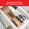 Knife Block for Drawers, 8 Slots, Beechwood, Modern Style