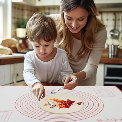 Dough Mat Pastry Silicone Baking Mats 32x24" Red for Rolling Dough Kneading Sheet Sourdough Bread Baking Supplies - view 3