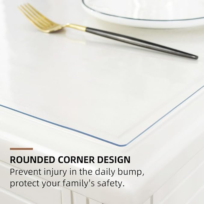 Warmstar Clear Table Cover Protector 24 x 24 Inch,1.5mm Thick Plastic Table Cover Rectangle,PVC Clear Table Protector,Desk Protector Mat for Kitchen, Dresser, Writing Desk，Dining Room Table