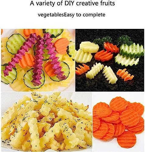 Crinkle Potato Cutter 2.9" x 11.8" Stainless Steel Waves French Fries Slicer Handheld Chipper Chopper, Vegetable Salad Chopping Knife Home Kitchen Wavy Blade Cutting Tool, Black (1 Pack) - view 5