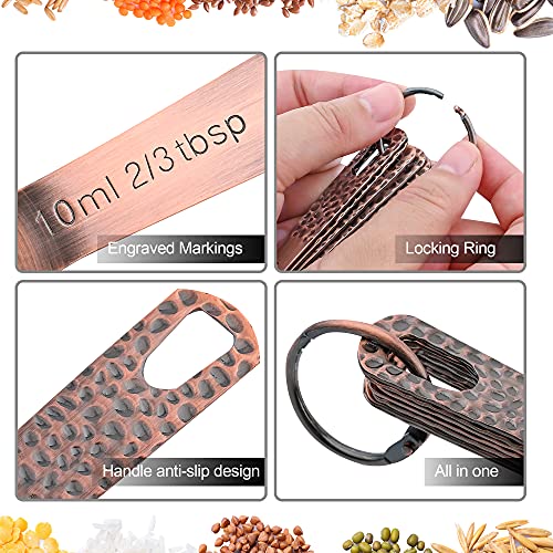 Copper Measuring Cups and Spoons Set 13, Stainless Steel Measuring Cups and Spoons Set for Baking and Kitchen, Metal Metric & US Measuring Set - view 4