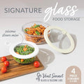 Glass Food Storage Containers with Airtight Silicone Lids, 4-Piece Set