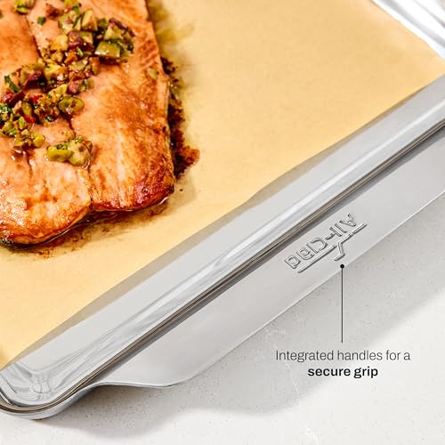 Stainless Steel Half-Sheet Baking Pan 13" x 21" with Cooling Rack - Tri-ply Bonded for Consistent Baking- (Roast, Bake Cookies, Brownies and More) Professional Stainless Steel Bakeware - view 4