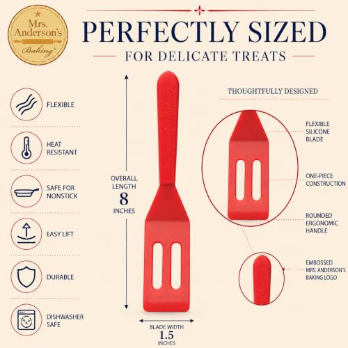 Brownie Serving Spatula, 8-Inch Silicone with Carbon Steel Core, Red