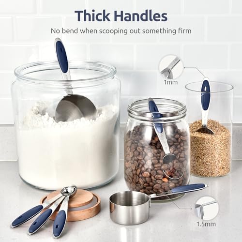 Measuring Cups Spoons Set, 18/8 Stainless Steel, 10Pc/Midnight Blue - view 6