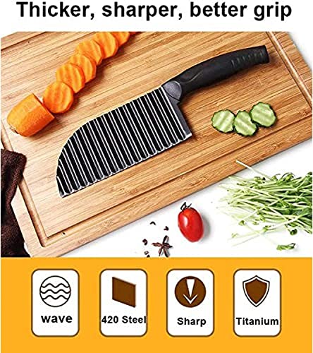 Crinkle Potato Cutter, Stainless Steel Wavy Blade, 11.8-Inch Black