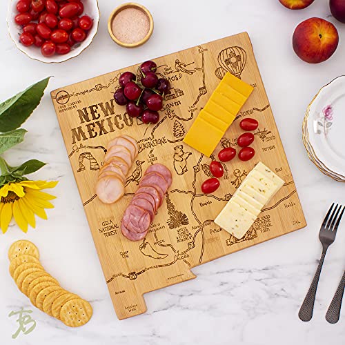 Cutting Board in New Mexico State Shape, Bamboo with Engraved Map