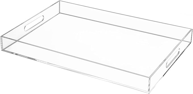 Serving Tray, Clear Acrylic Rectangular, 20 x 14 Inch