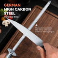 Honing Rod for Kitchen Knives, 10-Inch High Carbon Steel with Wood Handle