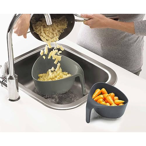 Colander Set with Vertical Handles, Stackable, Gray, 2 Pieces