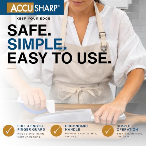 Knife Sharpener, Ergonomic Comfortable Handle, Compact & Easy to Use, Restore and Hone Straight & Serrated Knives, White - view 3