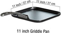 Griddle Pan, Hard Anodized Nonstick Aluminum with Stainless Handle, Black