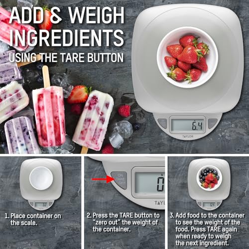 Digital Kitchen Scale with Tempered Glass Platform, 11 lb Capacity