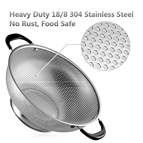18/8 Stainless Steel Colander, 5-Quart Strainer with Riveted Handles