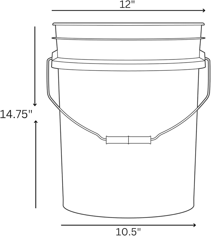 House Naturals 5 Gallon Premium HPDE Plastic Bucket - Made in USA Food Grade Storage Container, BPA Free All Purpose Pail (2, Dark Green)