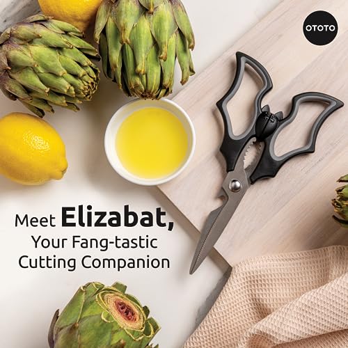 Bat-Shaped Kitchen Scissors, Stainless Steel Shears with Brushed Finish