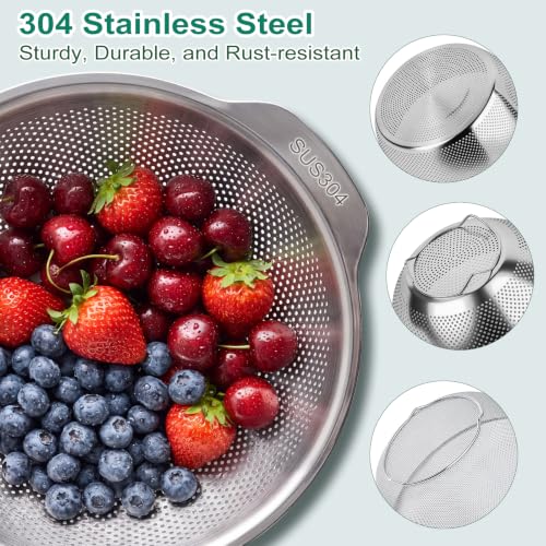 Stainless Steel Colander Set with Self-Draining Base for Edge of Sink - view 4