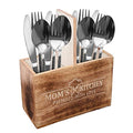 Rustic Pine Wood Countertop Utensil Holder with Divider