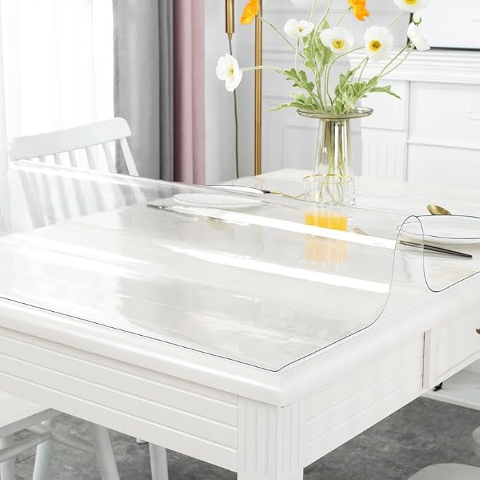 Warmstar Clear Table Cover Protector 36 x 36 Inch,1.5mm Thick Plastic Table Cover Rectangle,PVC Clear Table Protector,Desk Protector Mat for Kitchen, Dresser, Writing Desk，Dining Room Table