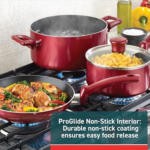 Cookware Set, 20 Piece Nonstick Aluminum Pots and Pans, Red