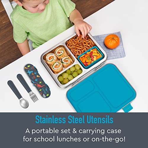Kids Utensil Set, 3-Piece Stainless Steel Fork and Spoon with Case