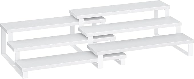 Spice Racks, 3-Tier Snow White Display Set of 2, Engineered Wood and Metal