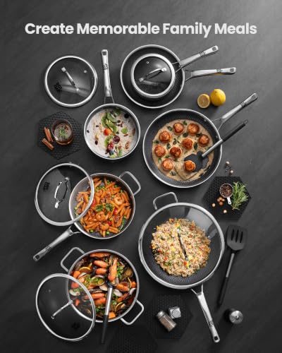 11-Piece Stainless Steel Cookware Set with Non-Stick Surface and Lids