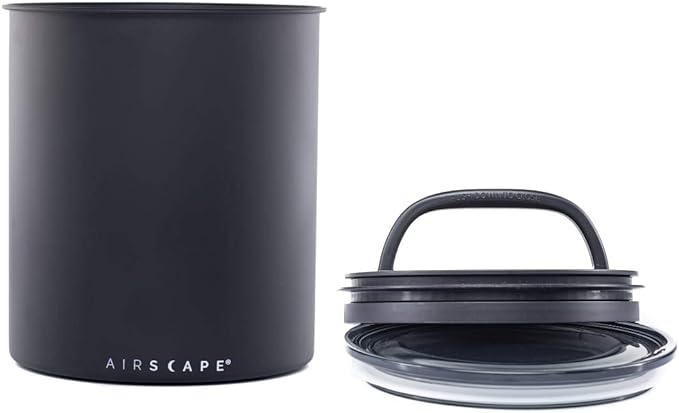 AirScape Planetary Design Kilo Coffee Storage Canister - US Patented Inner Plunger Lid Removes Excess Oxygen - DON'T buy airtight, BUY AIR-LESS - Holds 2.2 lbs Coffee Beans - (Matte Black)