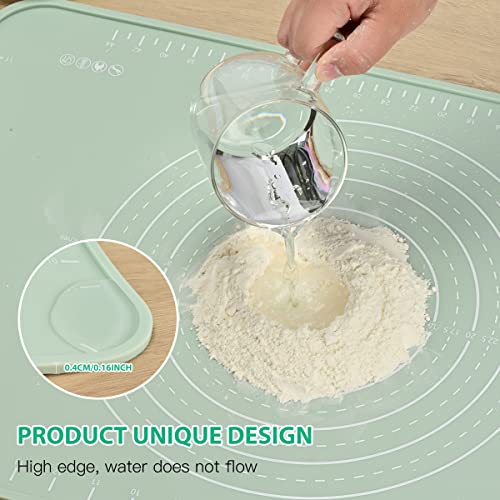 Silicone Pastry Mat, 24 x 16 Inch Nonstick Dough Rolling Mat with Raised Edge