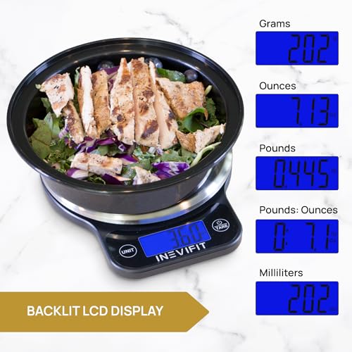 Digital Kitchen Scale, Highly Accurate Multifunction Food Scale 13 lbs 6kgs Max, Clean Modern Black with Premium Stainless Steel Finish. Includes Batteries - view 4