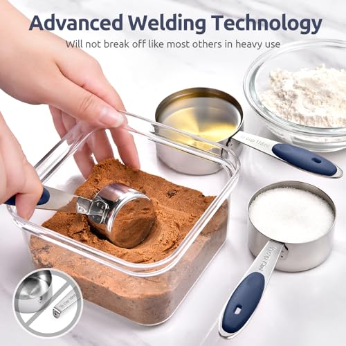 Measuring Cups Spoons Set, 18/8 Stainless Steel, 10Pc/Midnight Blue - view 4