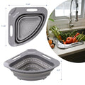 Collapsible Corner Colander for Sinks, 3.5 Qt Grey, Folds Under 2 Inches