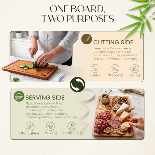 3-Piece Bamboo Cutting Boards - Large Wood Cutting Boards for Kitchen - view 5