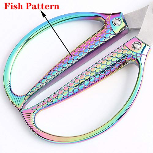 Fish pattern Powerful kitchen scissors professional Heavy Duty Multi-Purpose pretty Color rainbow Titanium Coating Forged Stainless Steel fish bones Shears Office Home scissors - view 4