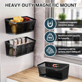 Magnetic Fridge Spice Rack 2-Pack, Black Iron Mesh Wire Basket