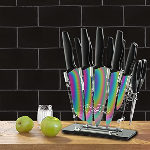 Knife Block Set,14-Piece Rainbow Color Stainless Steel Knife Sets for Kitchen with block, KYA35 Chef Cooking Knives Set with Acrylic Stand - view 6