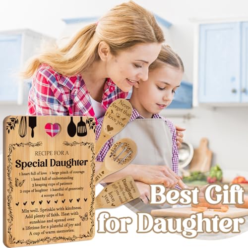Engraved Bamboo Kitchen Utensil Set, 4 Pieces with Cutting Board