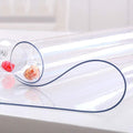 NECAUX Custom 44 x 91 Inch Clear Table Cover Protector, 1.5mm Thick Wood Grain Transparent Table Pad Non-Slip Tablecloth Plastic Protective Pad for Dining Room Table, Conference Table