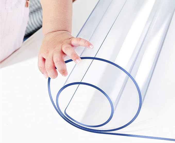 Wadrac 18x55.2 Clear Plastic Dining Tablecloth Protector Crystal PVC Table Cover Protector 1.5mm Thick Rectangle Office Desk Mat Cover Coffee Table Pad for Home End Table Night Stand Dresser Cabinet