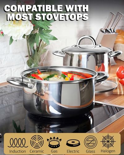 Basics 16 Quart Stainless Steel Stock Pot with Lid, Cooking Pot for Pasta, Soup, Sturdy Handle, Large Stockpot with Even Heating, Oven & Dishwasher Safe, Cookware for Canning, Boiling - view 3